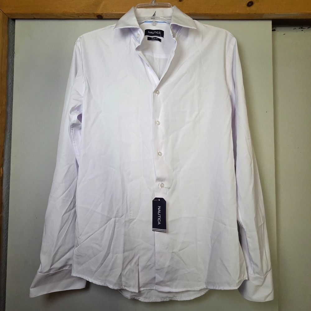NWT Nautica Men's White Oxford Button Down Shirt Size S Nautical‎ Boat Sea Beach